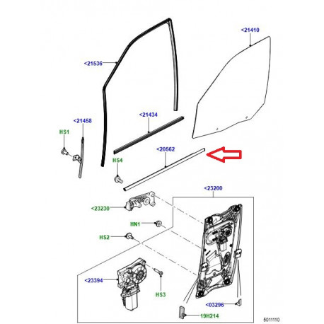 Land rover leche vitre exterieur avant gauche (LR001688)