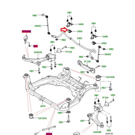 Land rover silentbloc  barre stabilisatrice Evoque (LR030743)