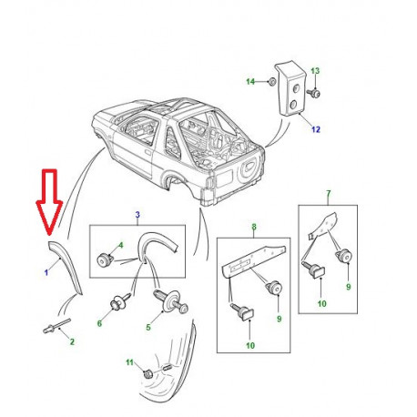 Land rover moulure elargisseur avant gauche (DGP101011LDA)