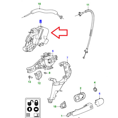 Jaguar serrure porte arriere droite (C2Z31362)
