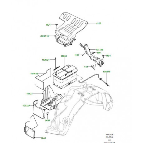 Land rover couvercle-batterie (LR124277)