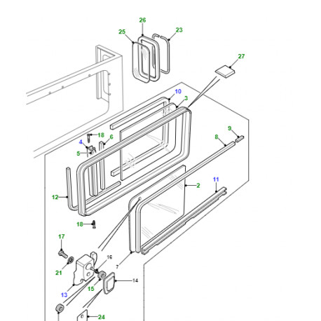Land rover feutrine coulisse vitre laterale Defender 110,  130 (CZL000020)