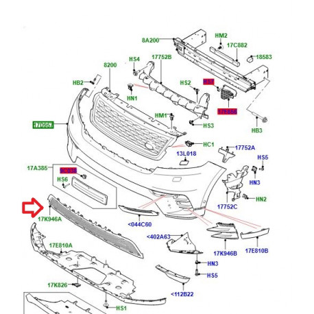 Land rover grille - pare-chocs (LR106782)