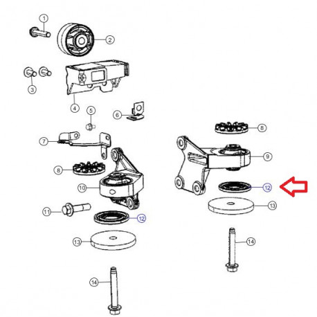 Mopar coussin differentiel superieur Compass MK49,  MP (05273448AB)