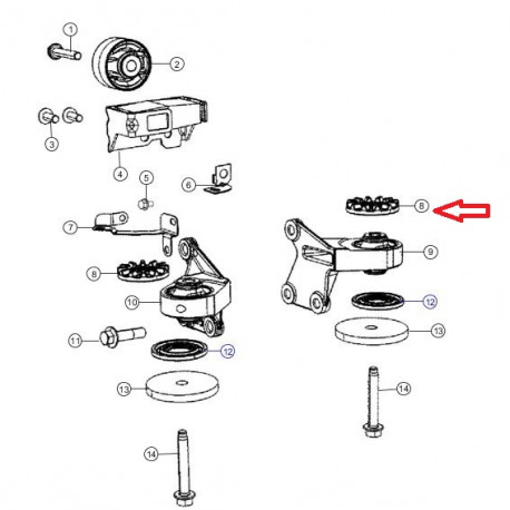 Mopar silentbloc differentiel arriere superieur Compass MK49 (05105529AB)