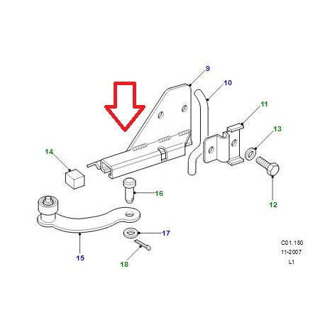 Land rover bras d'arret de porte gauche Defender (MWC5019)