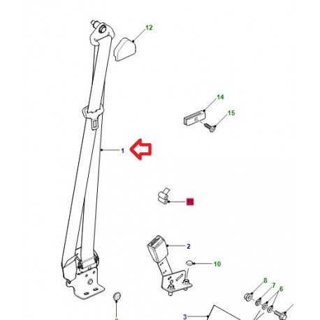 Land rover ceinture de securite avant droite DEFENDER (EVB500840PMA)