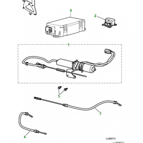 Jaguar câble de frein de stationnement gauche S-Type,  XJ6 X350,  X358 et XJ8 X308 (C2C27653)