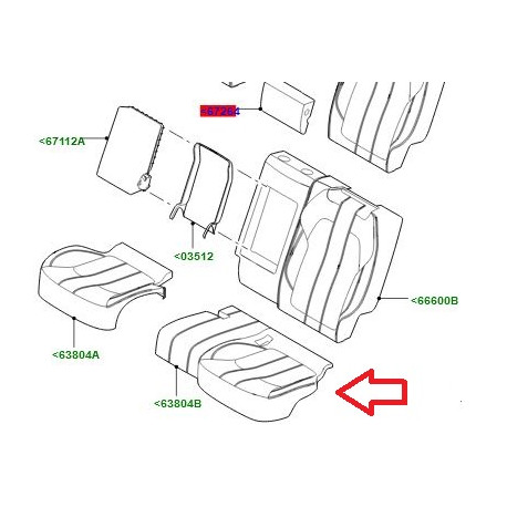 Land rover Housse assise siege arrière gauche 60 Range Sport (LR067628)