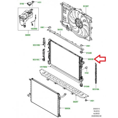 Land rover radiateur Discovery Sport,  Evoque (LR075360)