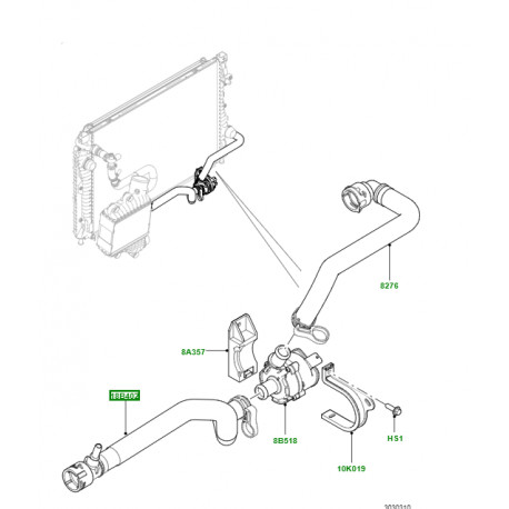 Land rover tuyau flexible de sortie d'eau (LR072082)