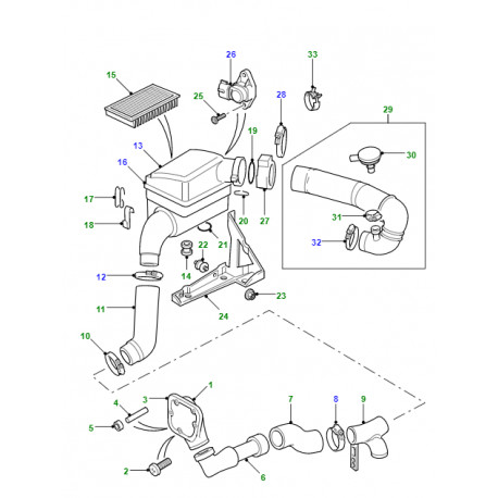 Land rover conduit d'air (PHD103990)