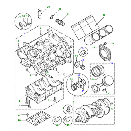 Land rover chemise de cylindre Freelander 1 (LCJ000050L)