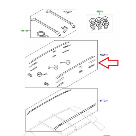 Land rover longerons de toit noir Range L405 (VPLGR0079)