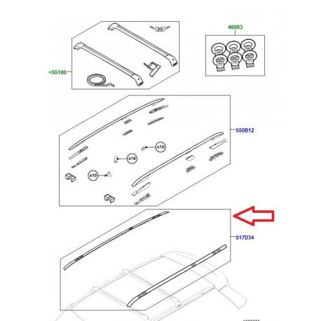 Land rover finition longerons de toit noires Range L405 (VPLGR0097)