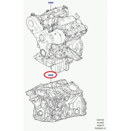 Land rover bloc embielle partie basse moteur (LR038168)