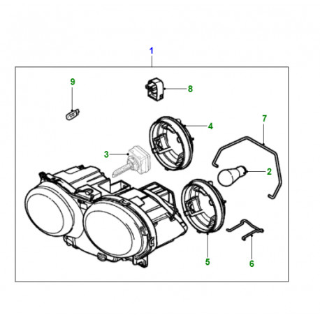 Jaguar projecteur phare droit xenon XJ6 X350,  X358,  XJ8 X308 (C2C26689)