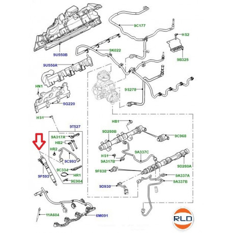 Land rover Injecteur Range Rover 4l4 diesel (LR066229)