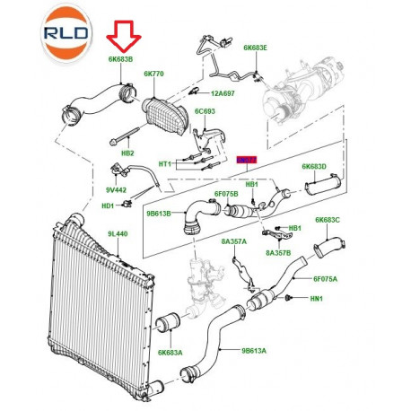 Land rover durite intercooler Discovery 4 (LR076845)