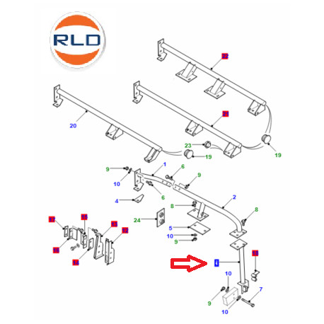 Land rover tube gauche ancrage siege arriere DEFENDER (EIO100010)