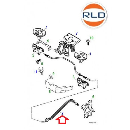 Jaguar câble d'ouverture de capot XJ6 X350,  X358,  XJ8 X308 (C2C34776)