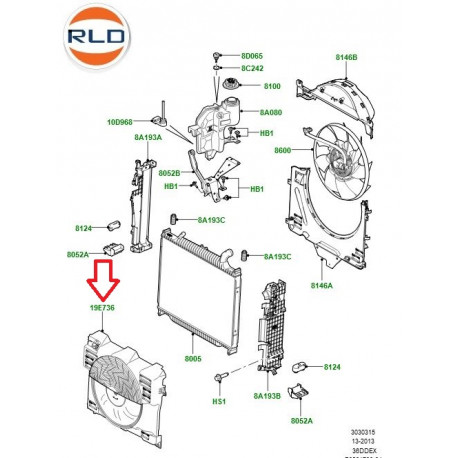 Land rover ventilateur avec moteur Range L322 (LR020124)