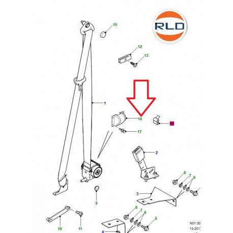 Land rover cache ceinture securite (EVD500010)