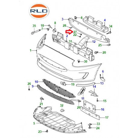 Jaguar ecrou à ressort S-Type,  XJ6 X350,  X358 et XJ8 X308 (C2C28406)