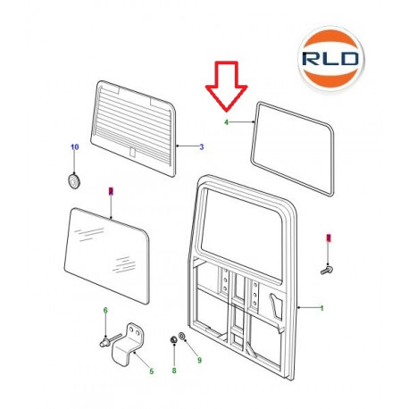 Land rover joint vitre porte arriere Defender 90, 110 (CVW500010)
