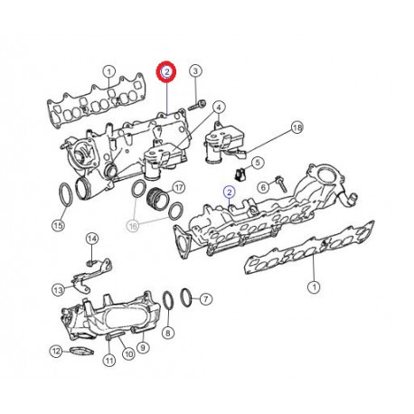 Mopar collecteur admission droit (68064296AA)