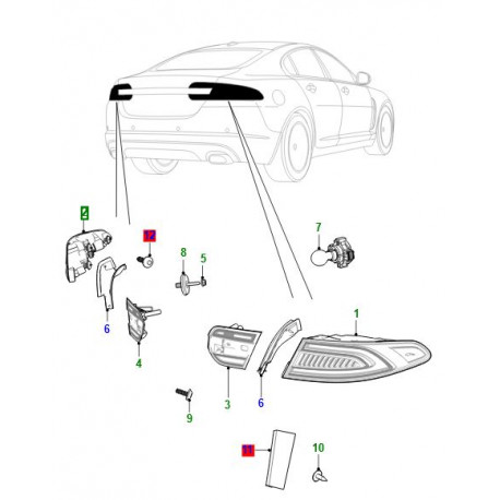 Jaguar groupe de lampes arrière gauche XF X250 (C2Z25152)