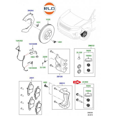 Land rover kit goupilles et soufflet etrier avant (LR091306)