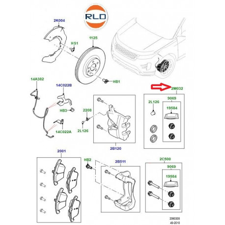 Land rover kit bague etrier avant Evoque (LR086604)