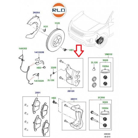 Land rover etrier avant droit (LR091302)