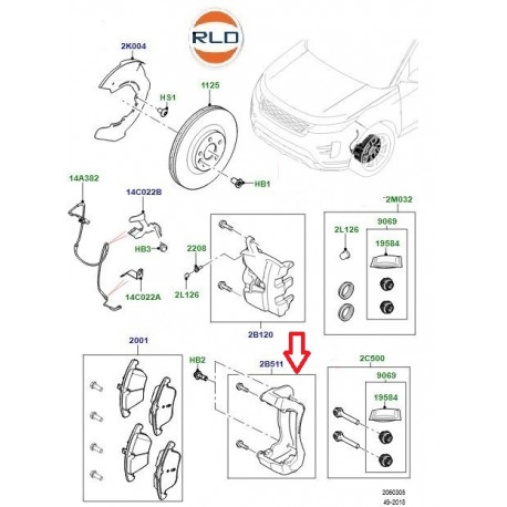 Land rover Support etrier avant gauche (LR114034LR)