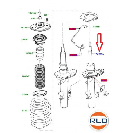 Land rover Amortisseur avant gauche non pilote (LR114048)