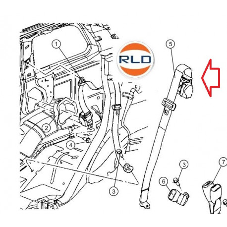 Mopar ceinture de securité arriere centrale (1CL481D1AG)