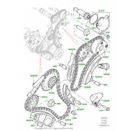 Land rover guide-chaine de distribution (LR073755)