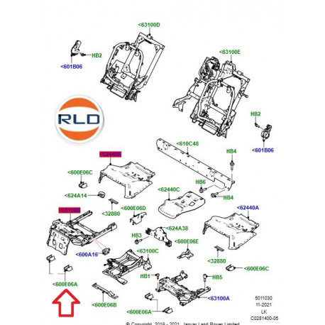 Land rover guide - glissiere de siege (LR101393)
