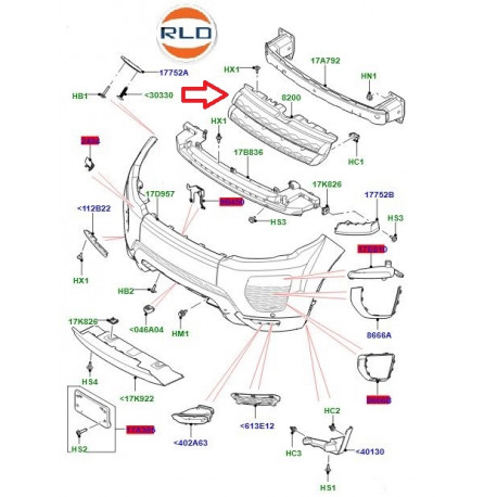Land rover calandre Evoque (LR083604)