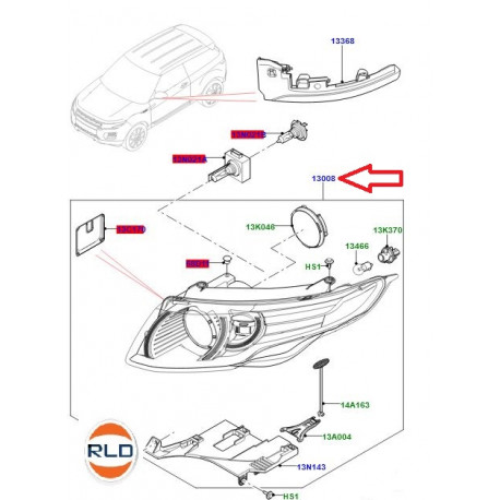 Land rover phare avant droir Range Evoque (LR112561)