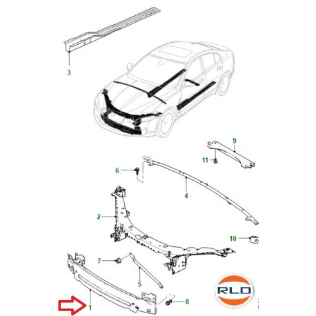 Jaguar Renfort pare choc avant XF (C2Z18083)