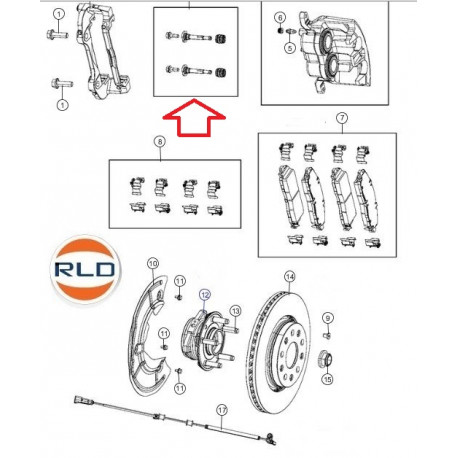 Mopar Coulisseaux etrier avant Gladiator (68456054)