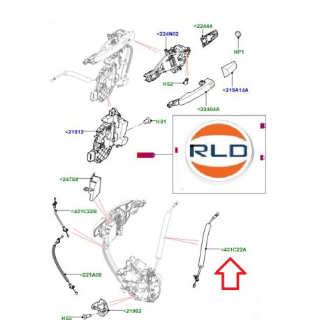 Land rover cable-serrure de porte (LR075756)
