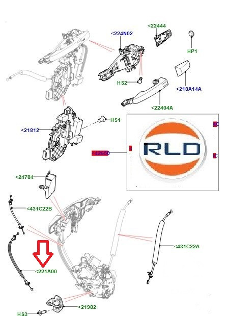 Câble De Verrouillage Porte Avant Fydun LR025409 - Pour Land Rover Evoque 2012-2019 - Gauche Ou Droite