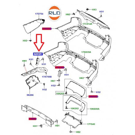 Land rover Support droit pare choc arrière Range Sport (LR066744)