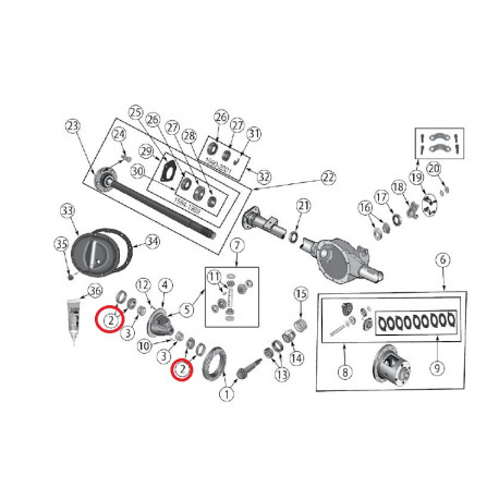 Mopar kit de 2 roulements de differentiel pont dana 35 Cherokee XJ,  Grand Cherokee WJ,  ZJ et Wrangler TJ,  YJ (J8126500)