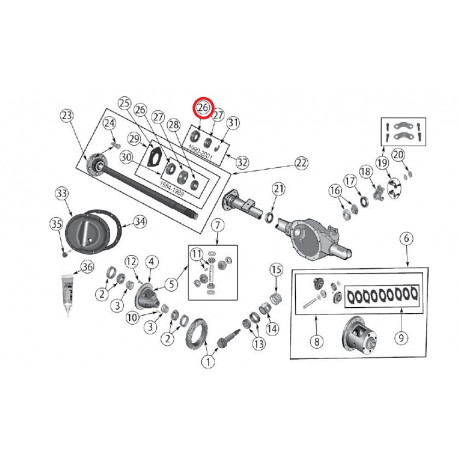 Crown joint arbre de roue arriere 1990-  Cherokee XJ et Wrangler TJ,  YJ (04856336)