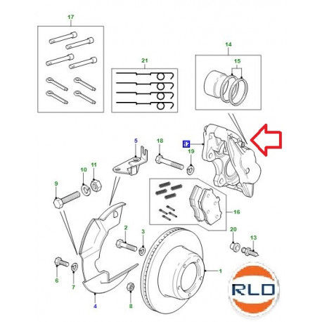 Land rover Etrier avant gauche DEFENDER TD4 (LR061254)