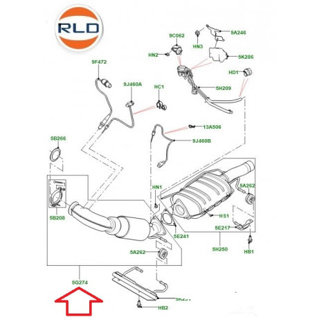 Land rover tuyau d'échappement Discovery Sport,  Evoque (LR067414)